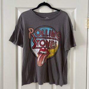 The Rolling Stones Men’s Unisex T-Shirt Size L Classic Logo Rock Tee Dark Gray